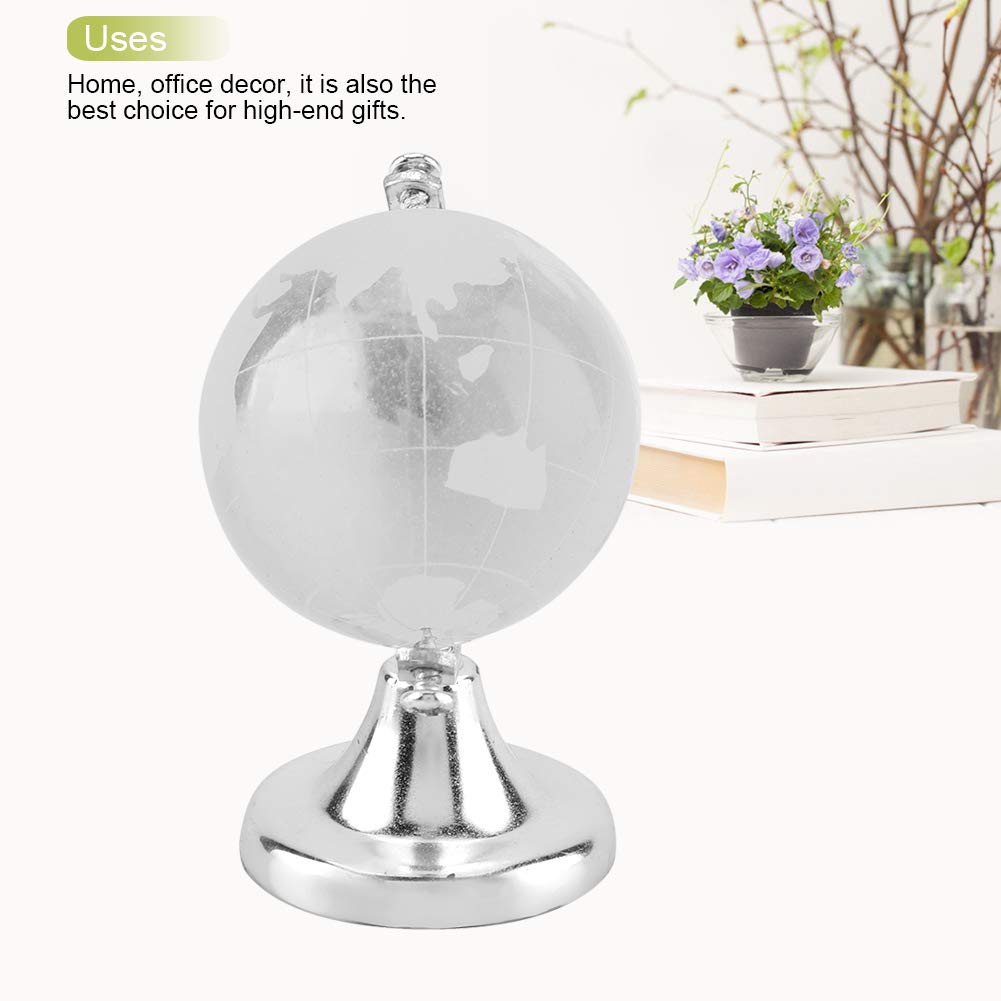 Hapivida Mini Mappamondo Cristallo 6,5 cm Argento Vetro