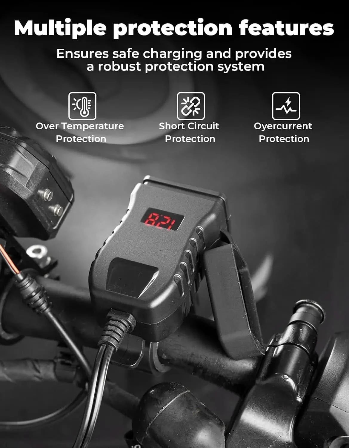 KEMIMOTO Caricabatterie USB Moto USB-C USB-A 30W IP66