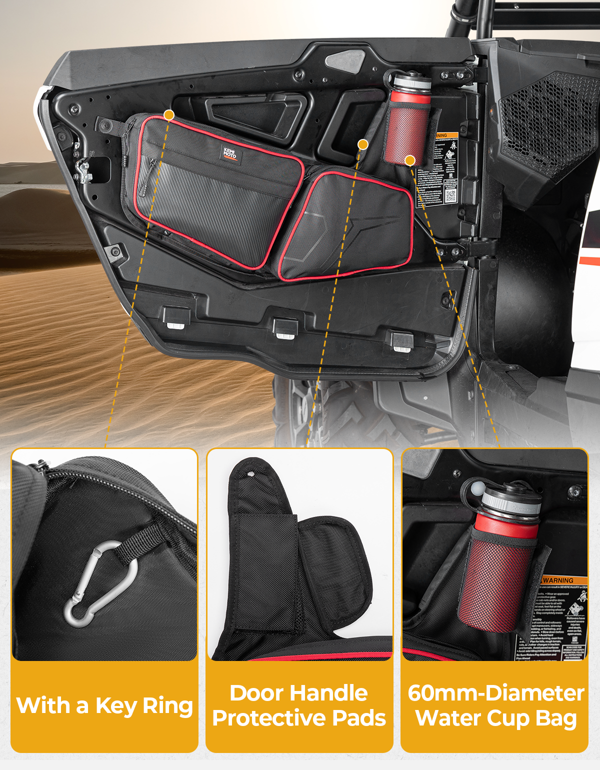 Kemimoto RZR XP 1000 borse portiera UTV rosse 14L impermeabili