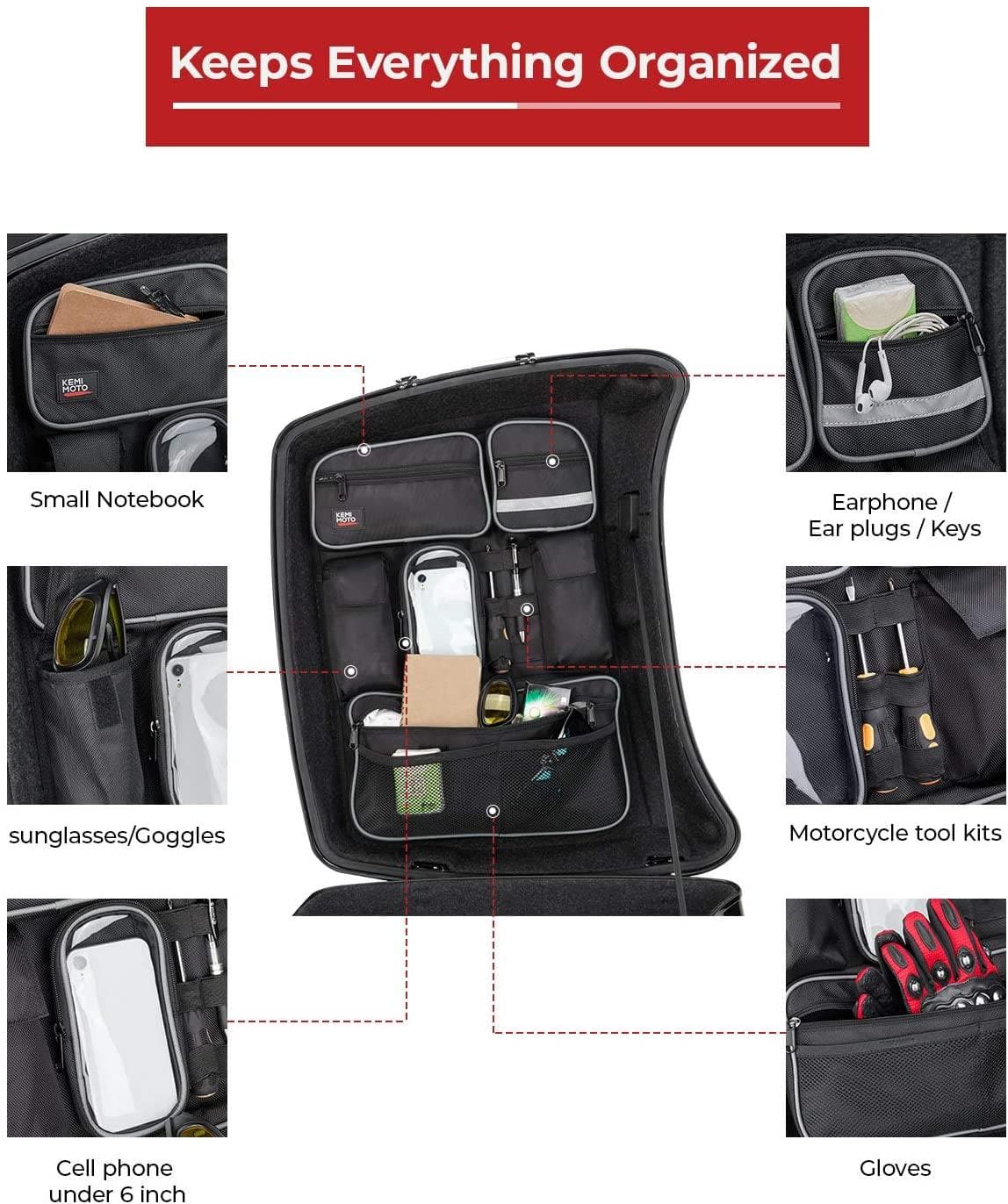 Kemimoto F1801-01001 organizer coperchio bauletto Touring multi-tasca