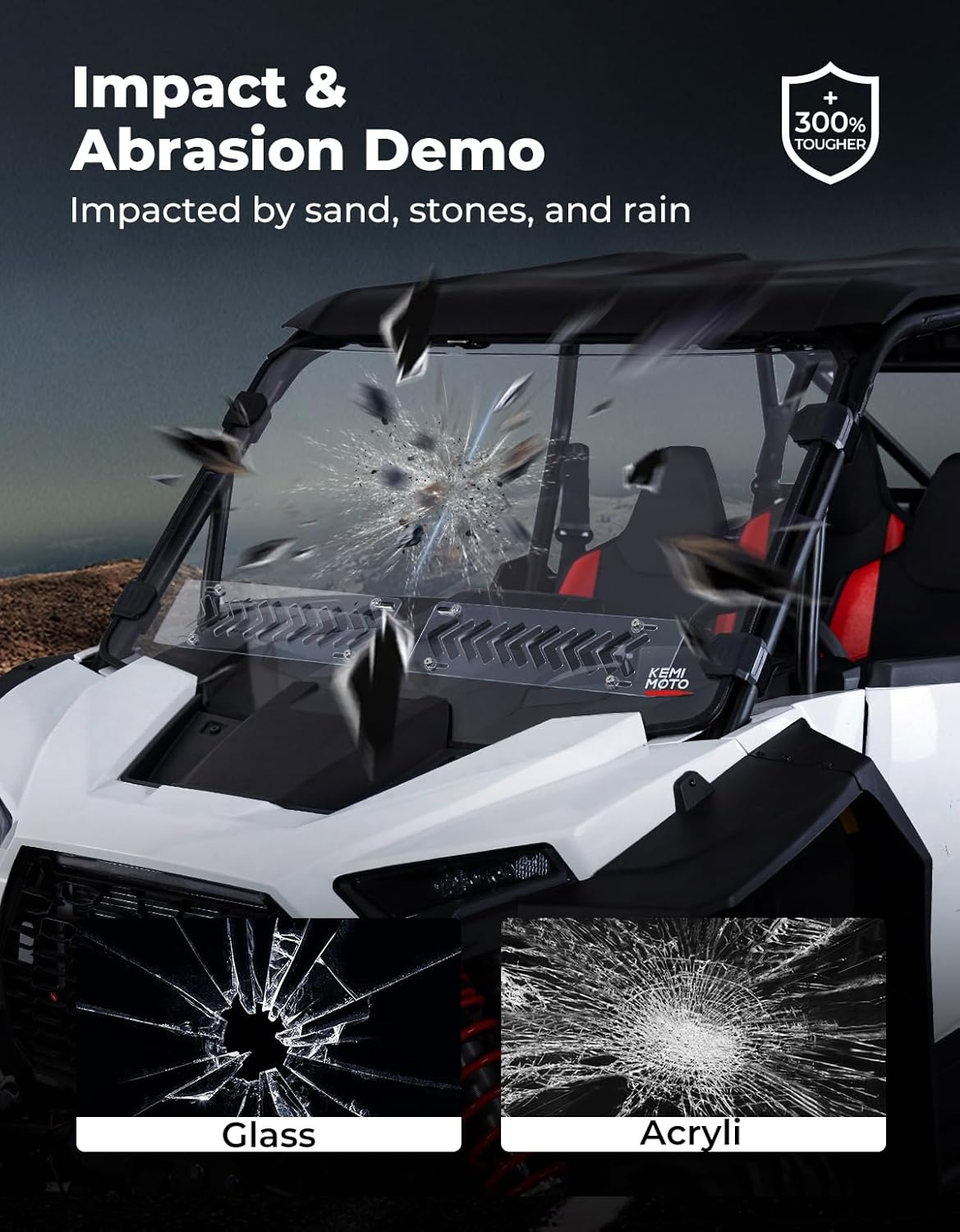 Kemimoto RZR XP 1000 parabrezza anteriore ventilato 2in1