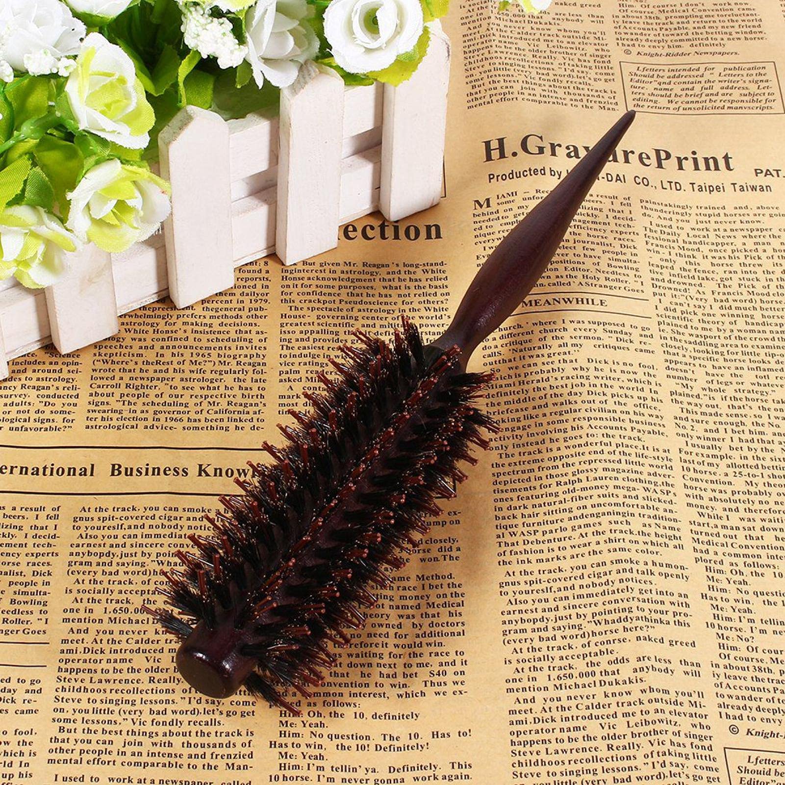 Kuuleyn Spazzola Rotonda Legno Capelli Ricci 20 cm