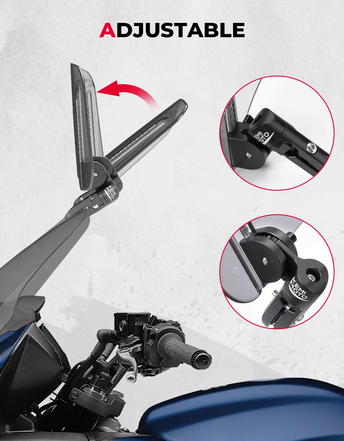 KEMIMOTO Deflettore Parabrezza Moto Universale Alluminio Regolabile