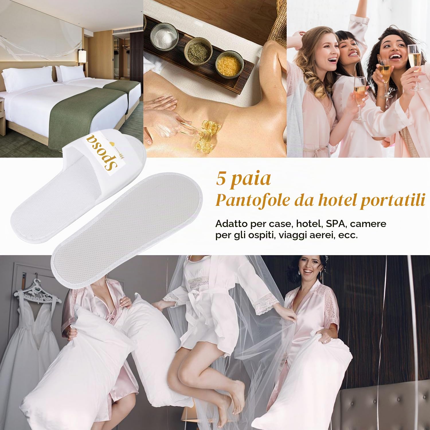 Hapivida Pantofole Hotel Bianche Sposa 1 da 5 Paia