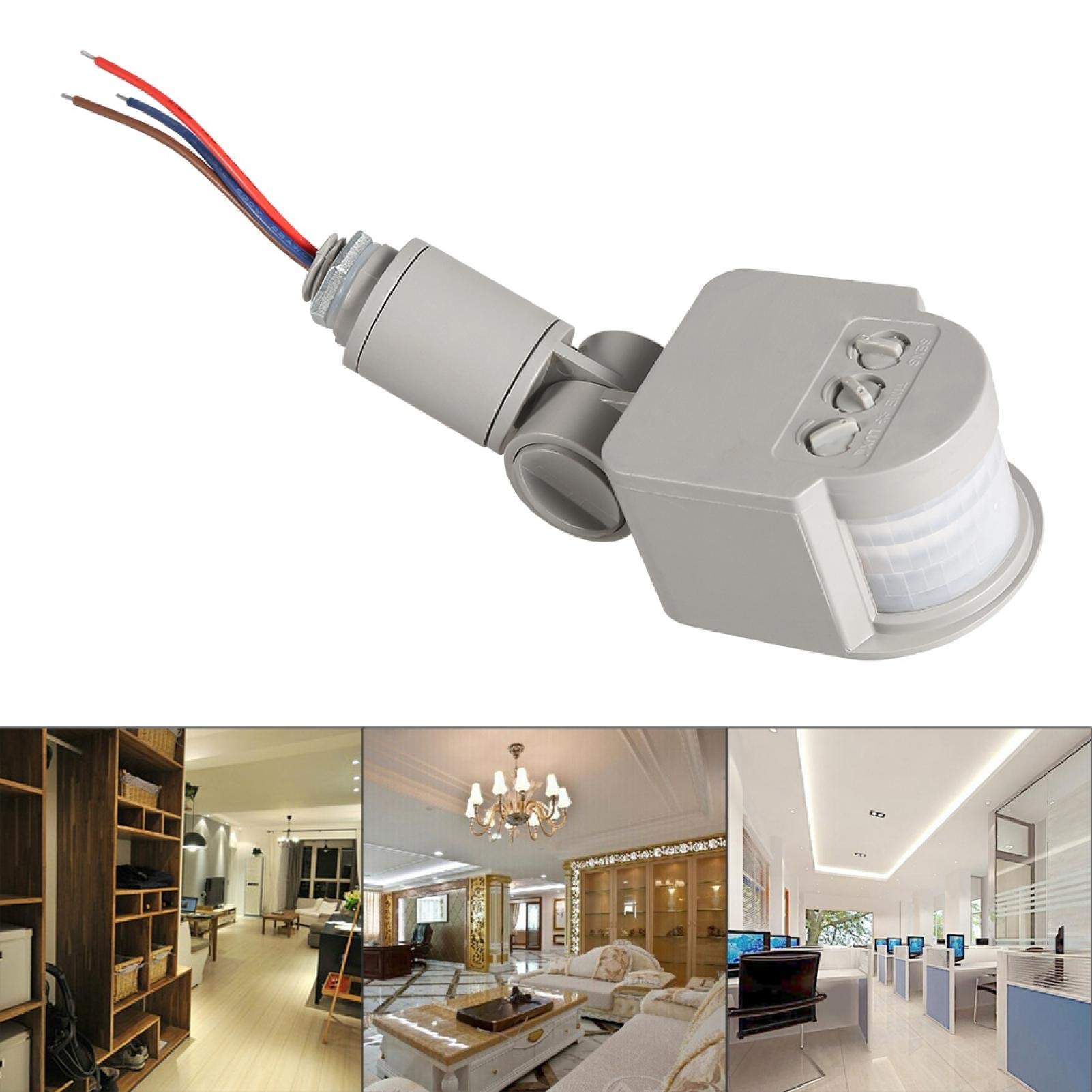 Kuuleyn Interruttore Sensore Movimento PIR 180° Grigio
