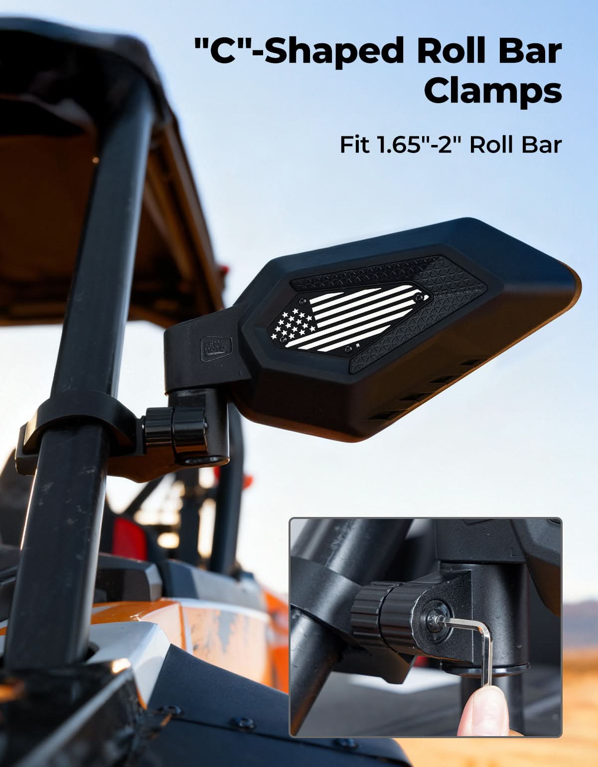 KEMIMOTO Specchietti UTV pieghevoli bandiera USA convessi