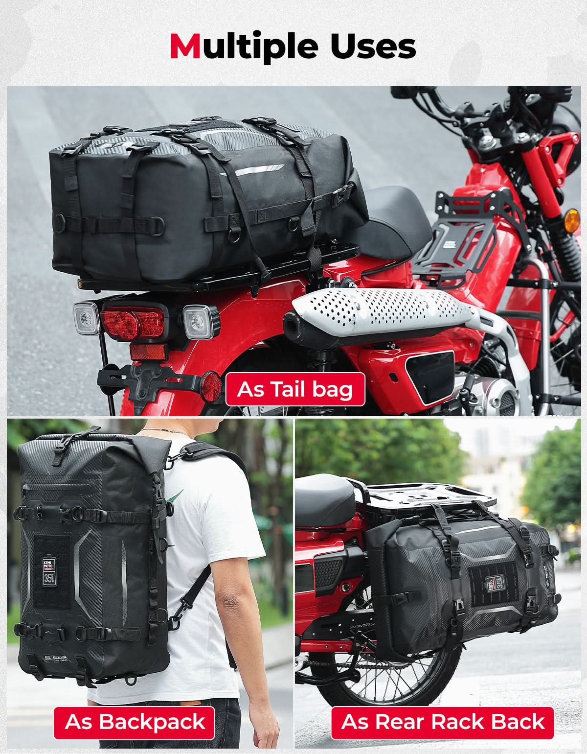 KEMIMOTO Tail Bag 35L borsa moto impermeabile PVC