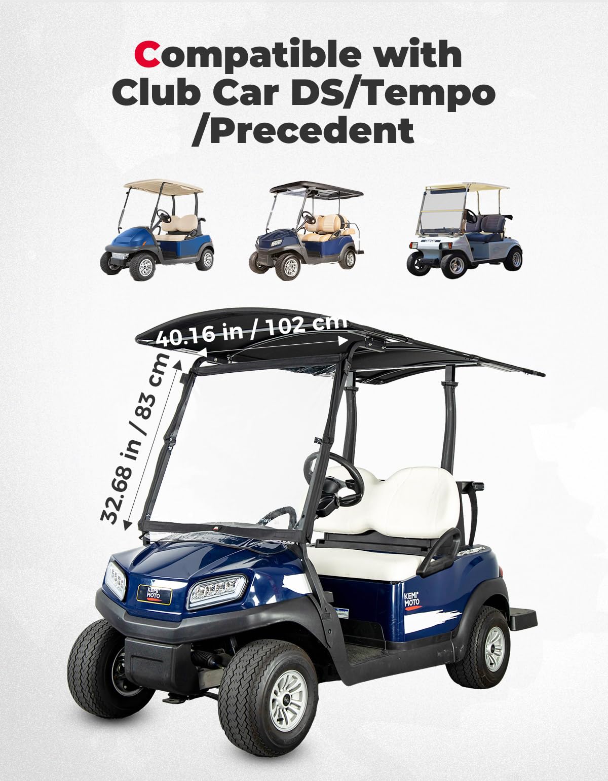 KEMIMOTO parabrezza golf cart pieghevole PVC 600D