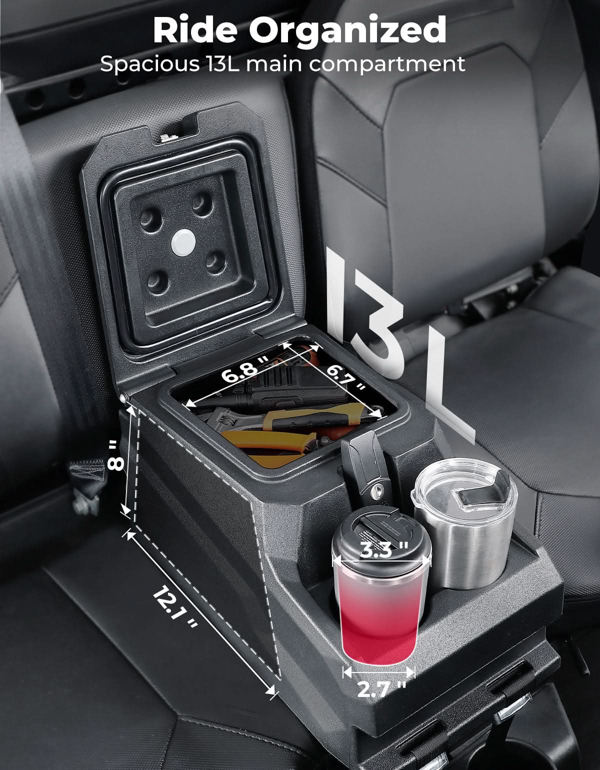 KEMIMOTO Console Centrale Bracciolo Ranger XP 1000 con Portabicchieri