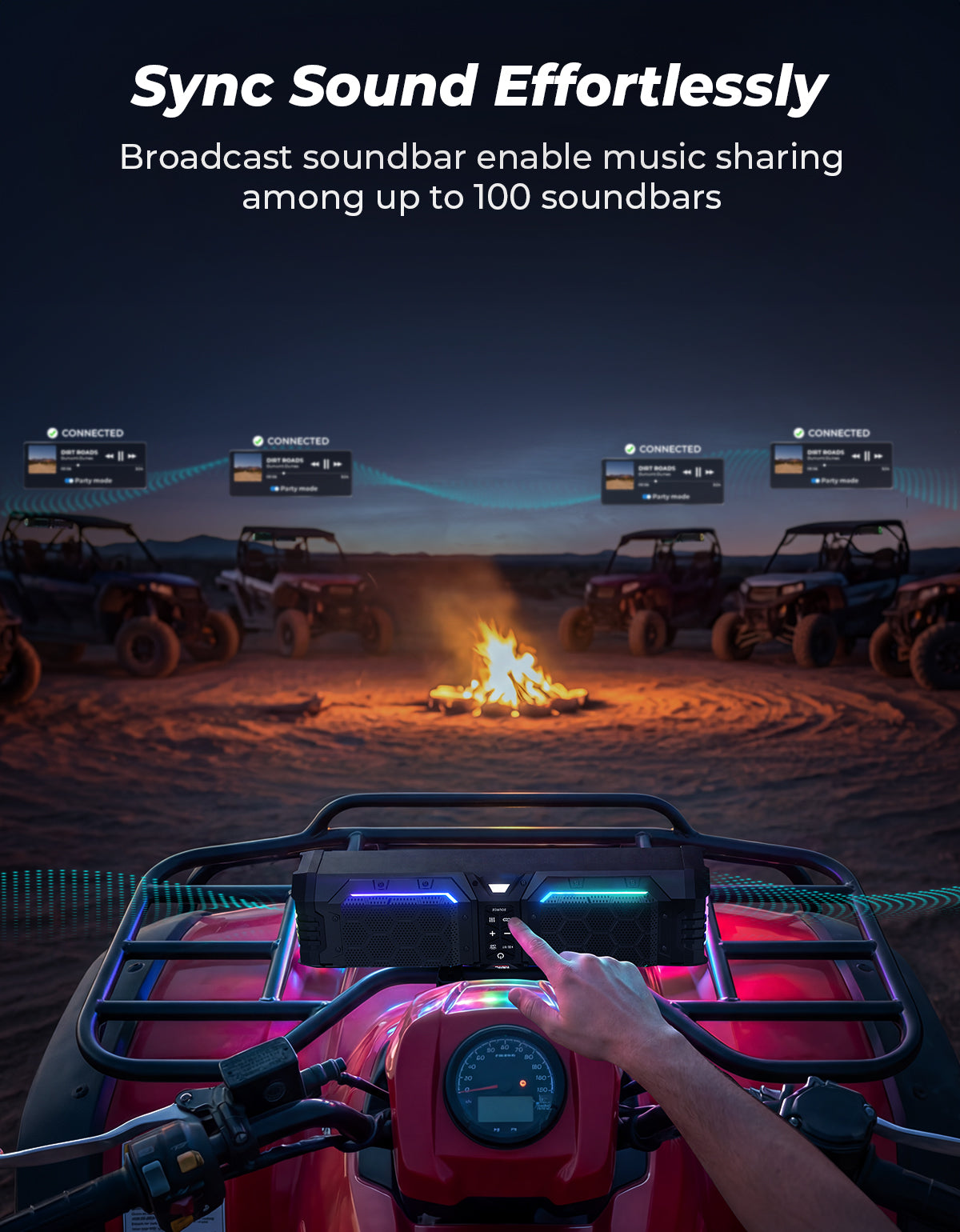 KEMIMOTO Midnight 50 Lite Gen2 Soundbar UTV 20" 6 Altoparlanti