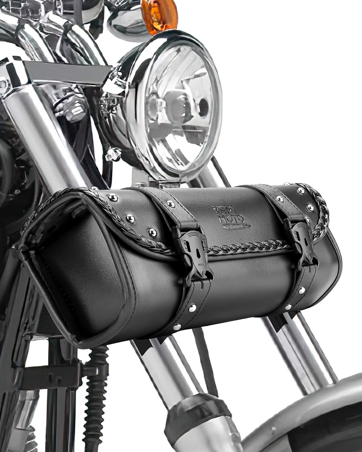 KEMIMOTO borsa forcella moto pelle PU nera