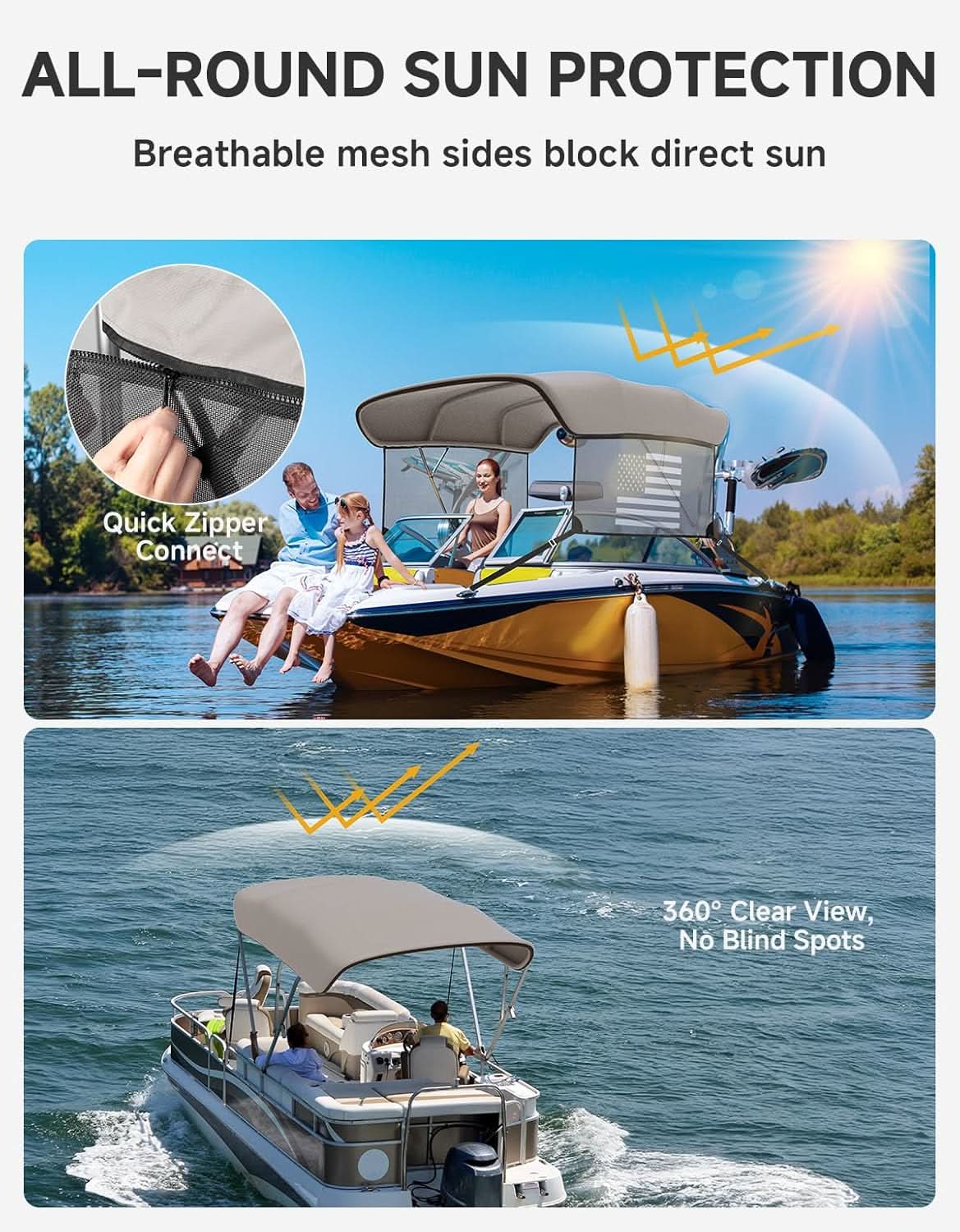 Kemimoto 4 Bow 8L 91-96 telo bimini barca grigio nautico