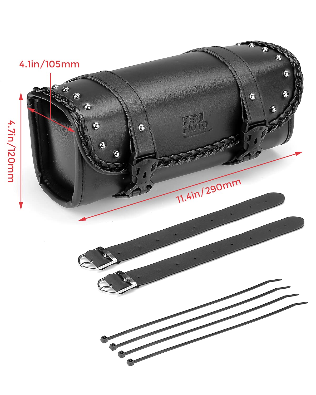 KEMIMOTO borsa forcella moto pelle PU nera