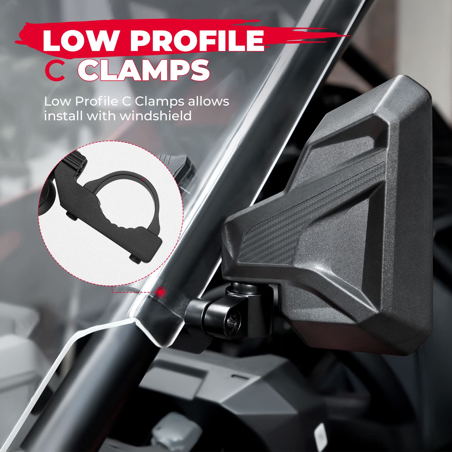 KEMIMOTO Specchietti Laterali UTV Roll Bar 1.6-2 Pollici