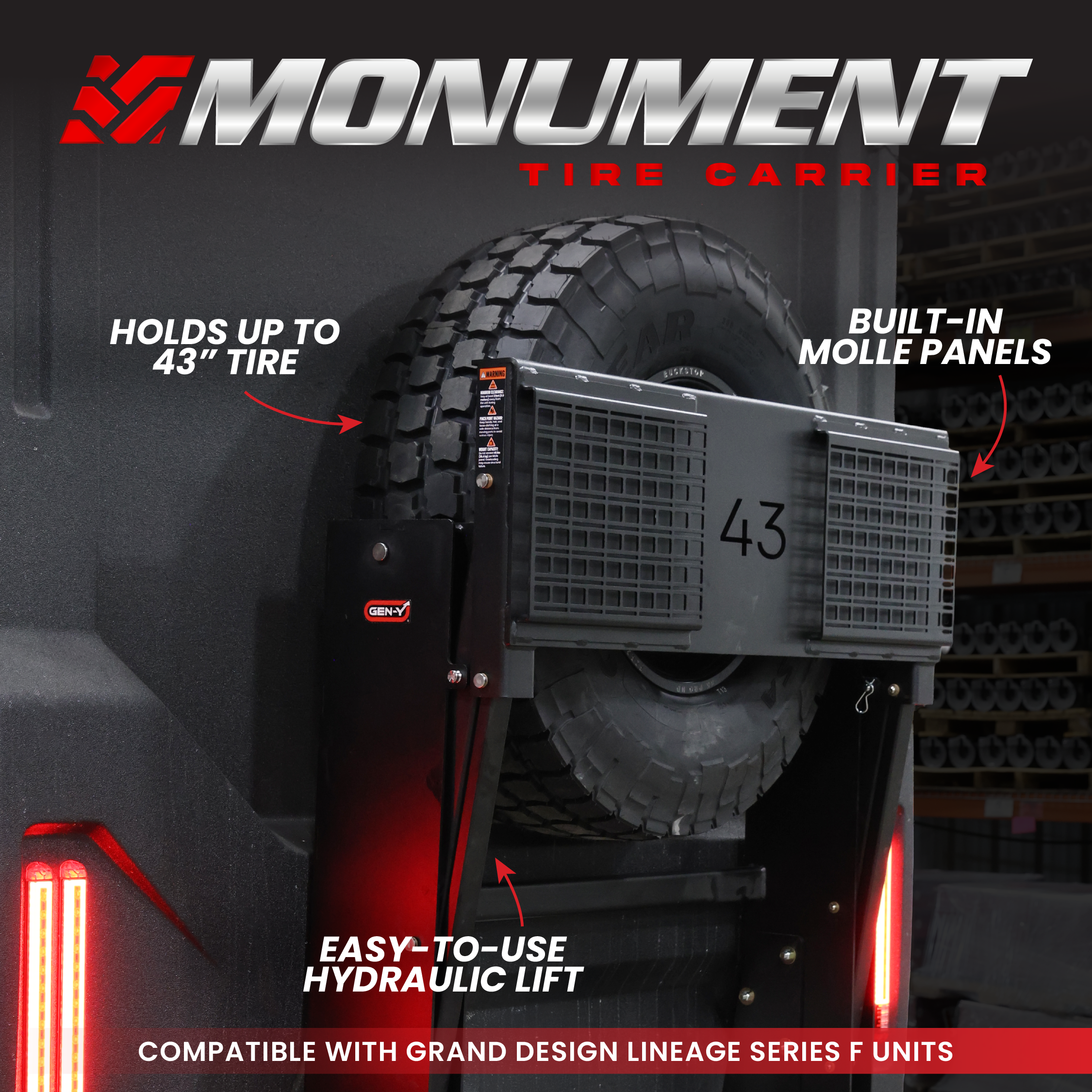 GEN-Y Monument portaruota scorta Grand Design Lineage F