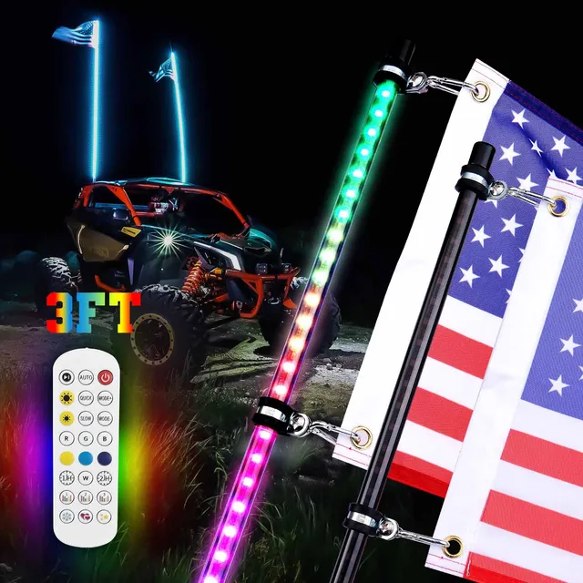 Kemimoto Whip Light LED 3FT nere coppia RF
