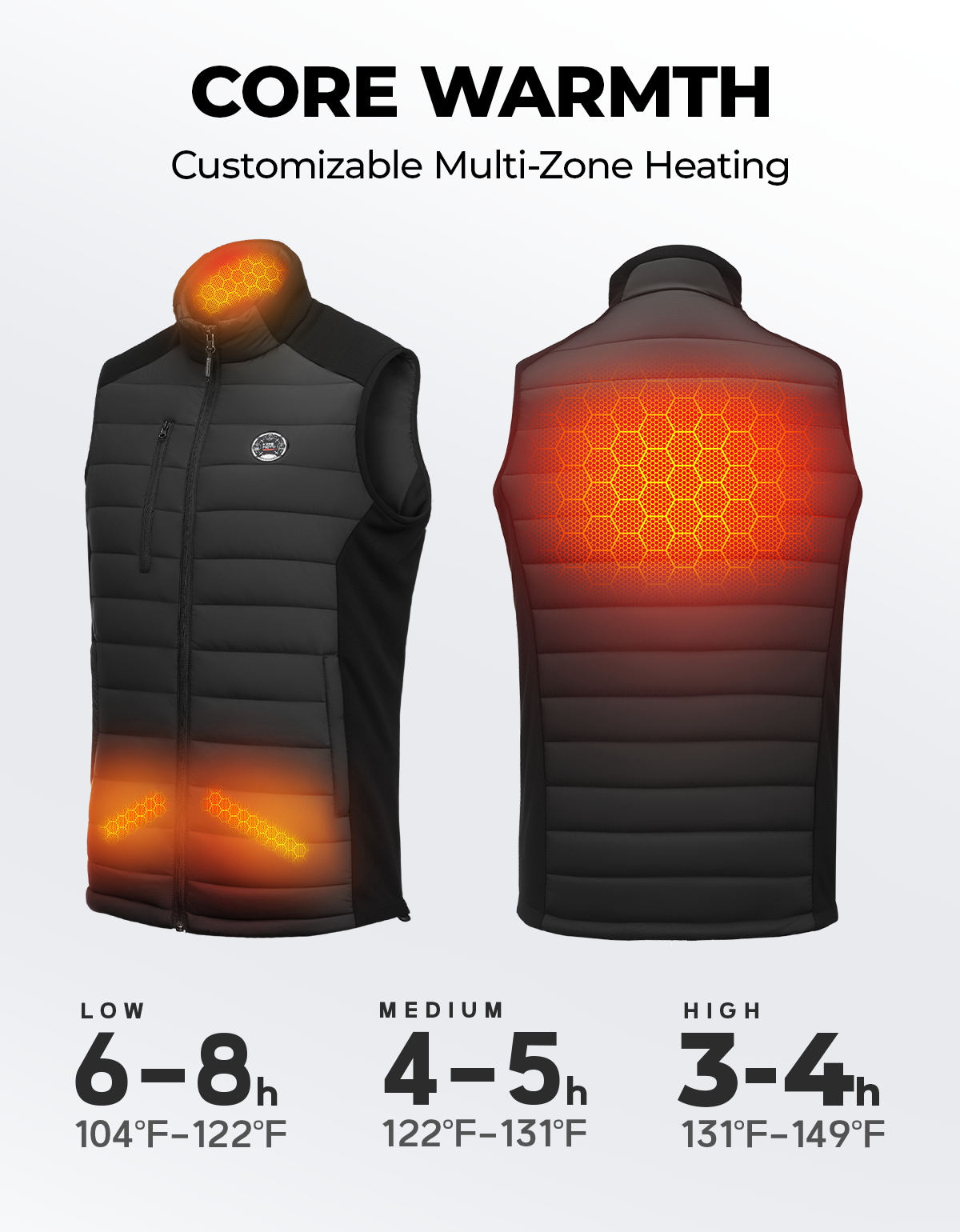 KEMIMOTO Gilet Riscaldato Nero con Batteria Grafene Uomo Donna