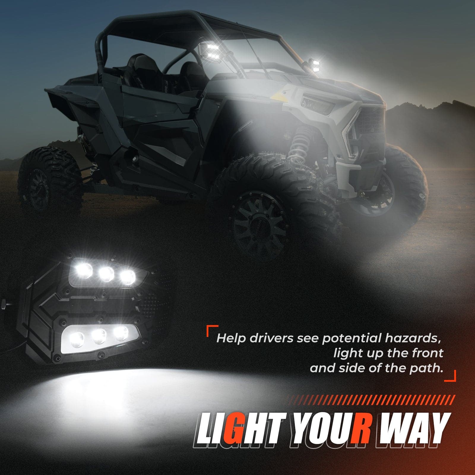 Kemimoto specchietti laterali UTV LED coppia 1,75-2 pollici