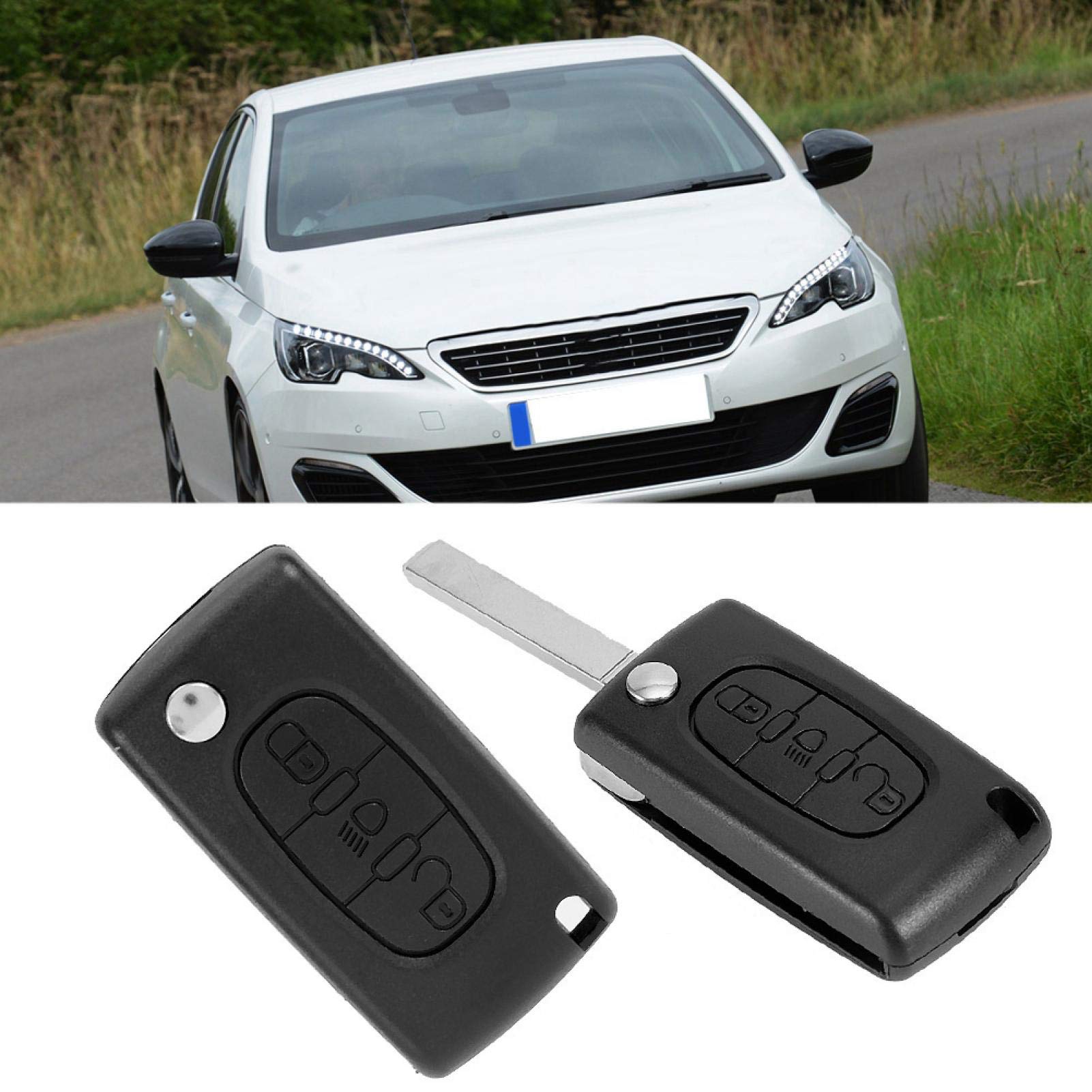 Kuuleyn guscio chiave 3 pulsanti nero per Citroen C3 C4 C5