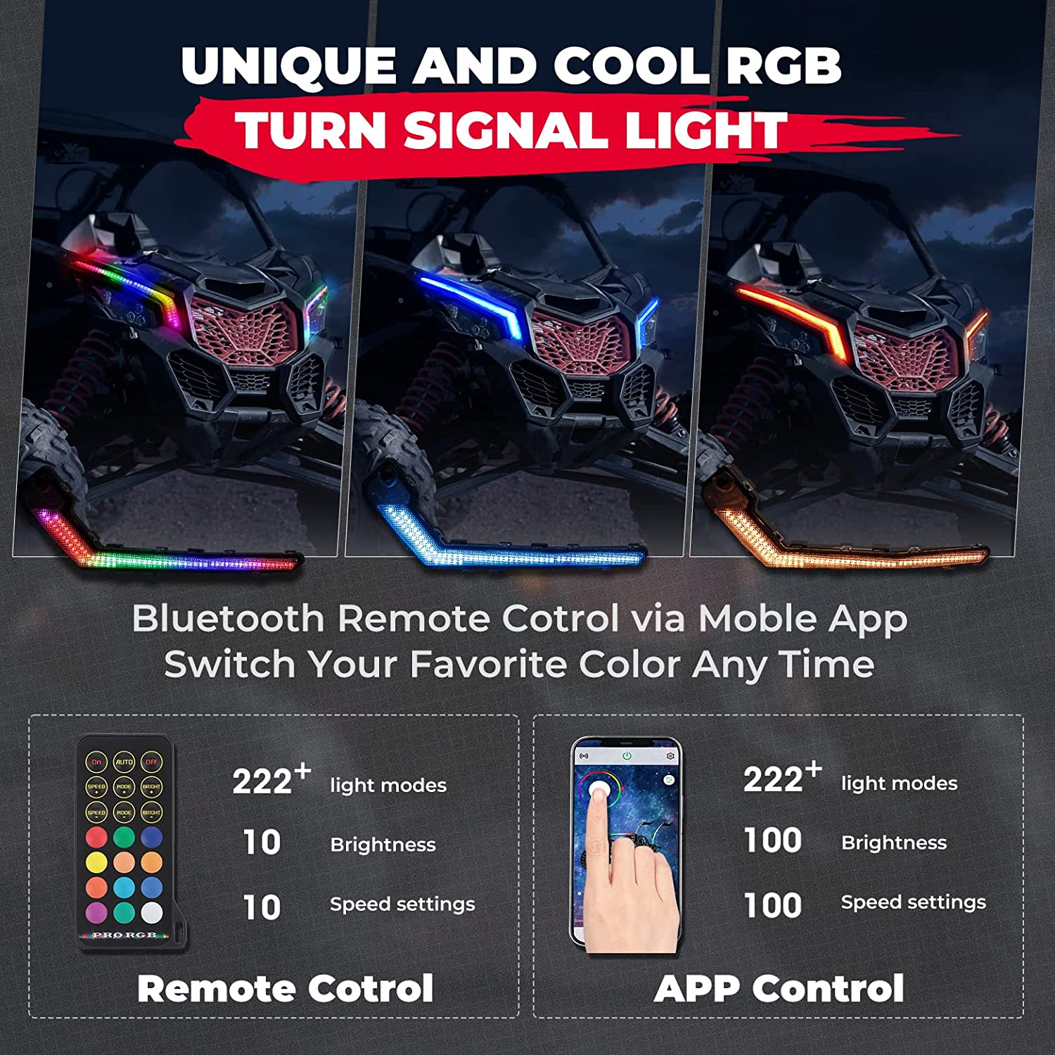 Kemimoto Luci Fang RGB Maverick X3 con APP Telecomando