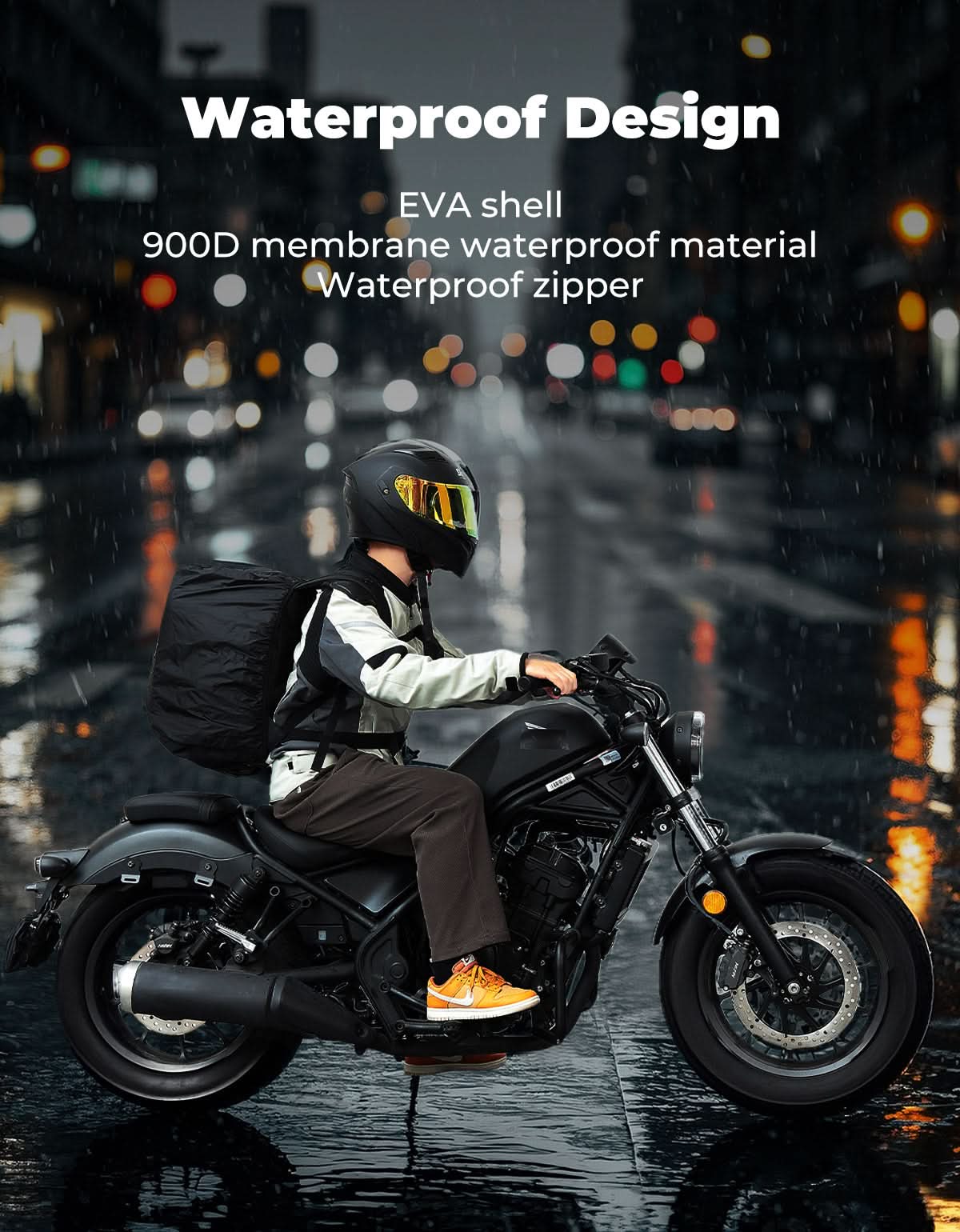 Kemimoto zaino moto rigido 40L porta casco USB