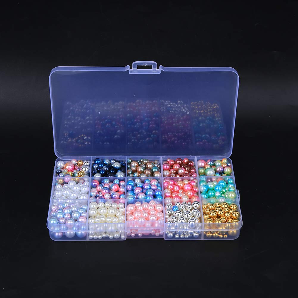 AOWINHIT Perle Finte ABS 4-10 mm 1140 Pezzi colorati