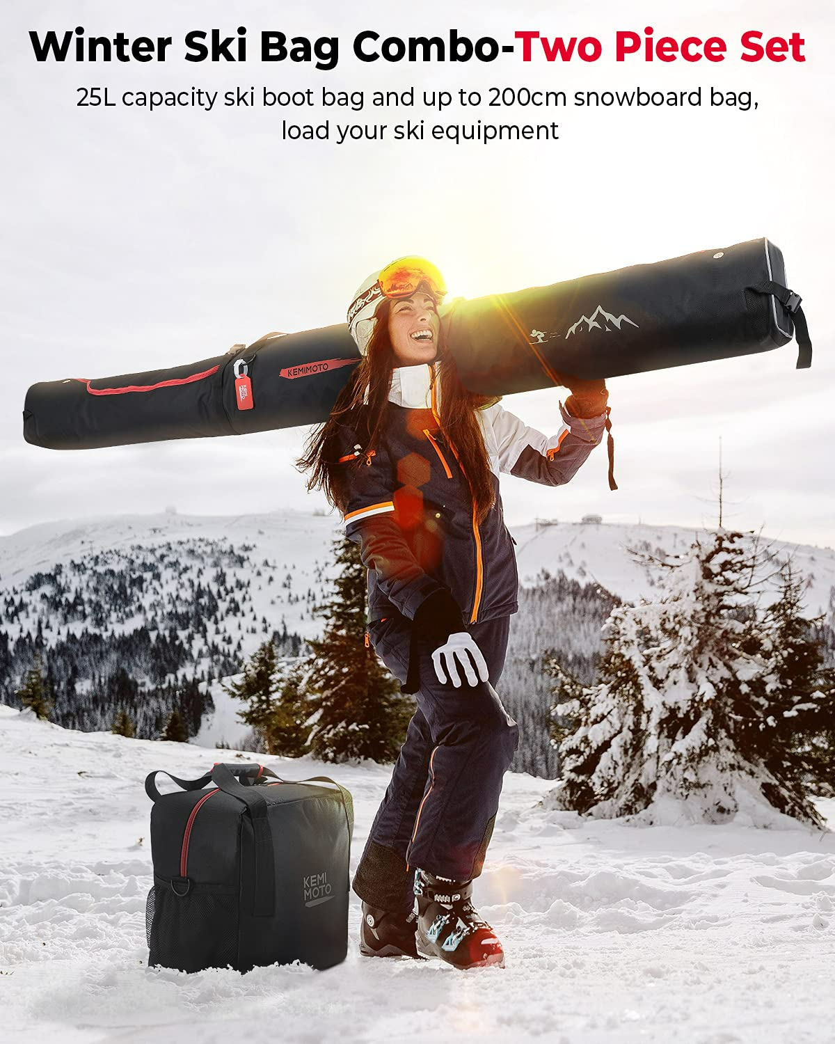 KEMIMOTO H0803-00301BK sacca portasci 200 cm rossa con portascarponi