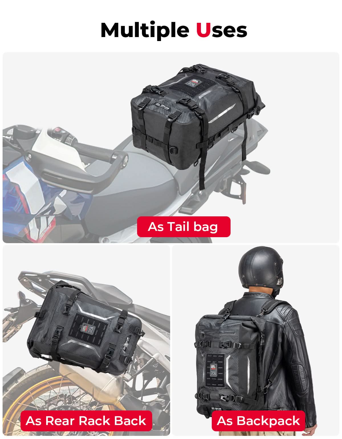 KEMIMOTO Tail Bag 35L borsa moto impermeabile PVC