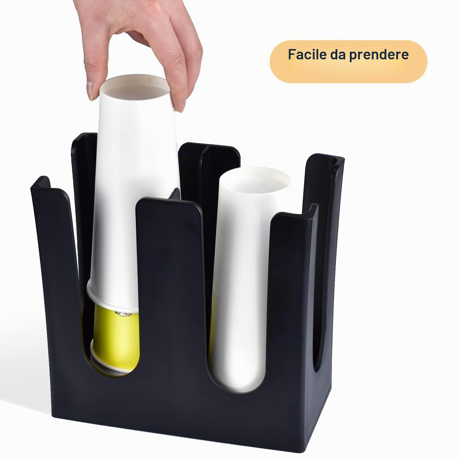 Kuuleyn dispenser bicchieri carta nero 2 scomparti plastica