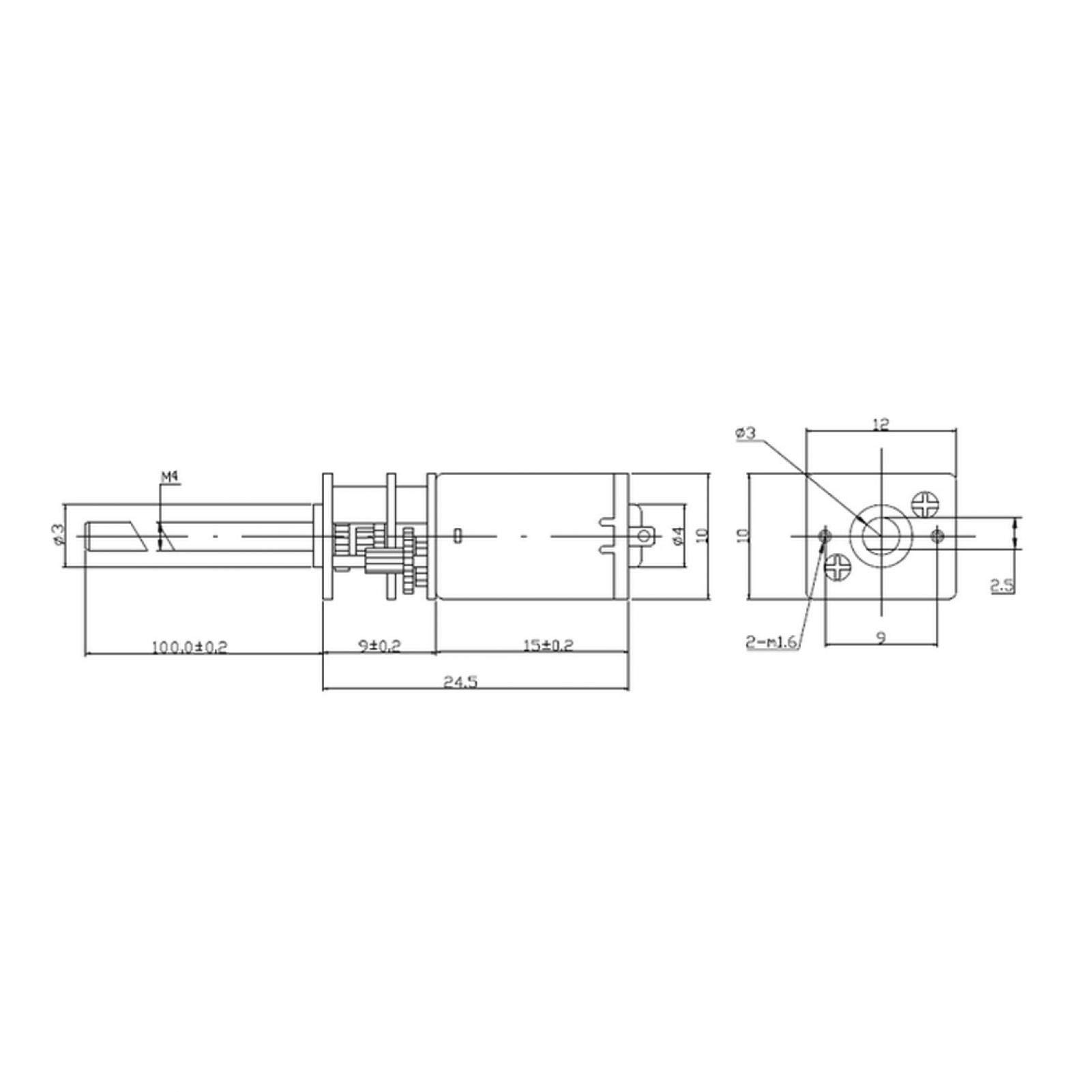Kuuleyn GA12N20 Motoriduttore DC 6V 60 RPM Albero M4x100mm