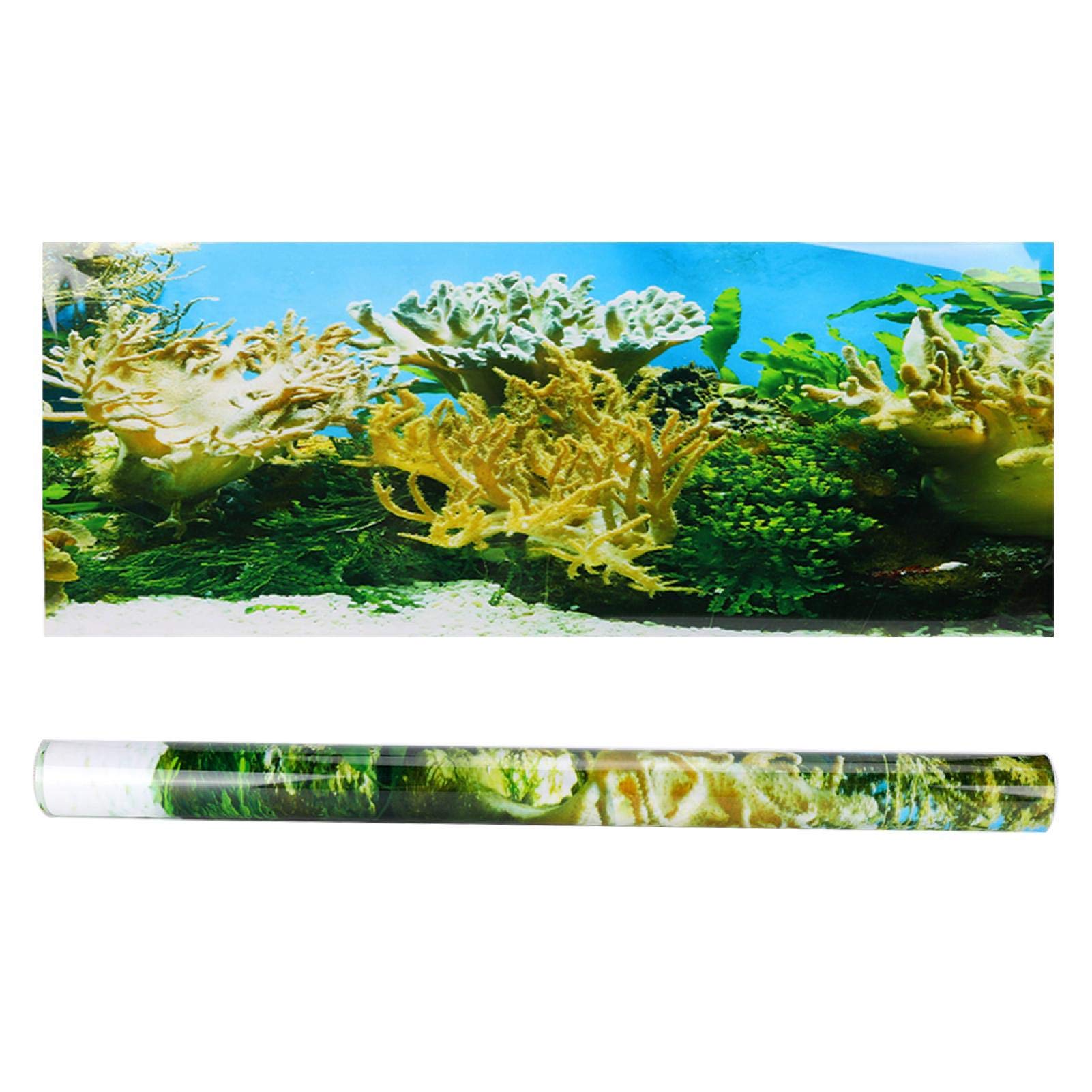 Kuuleyn Sfondo Acquario Adesivo PVC 122x50 cm Piante Corallo
