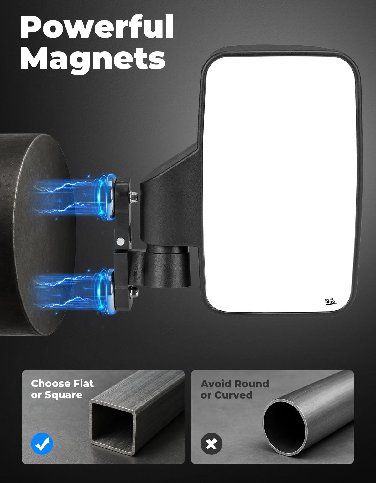 Kemimoto specchietto laterale golf cart magnetico convesso