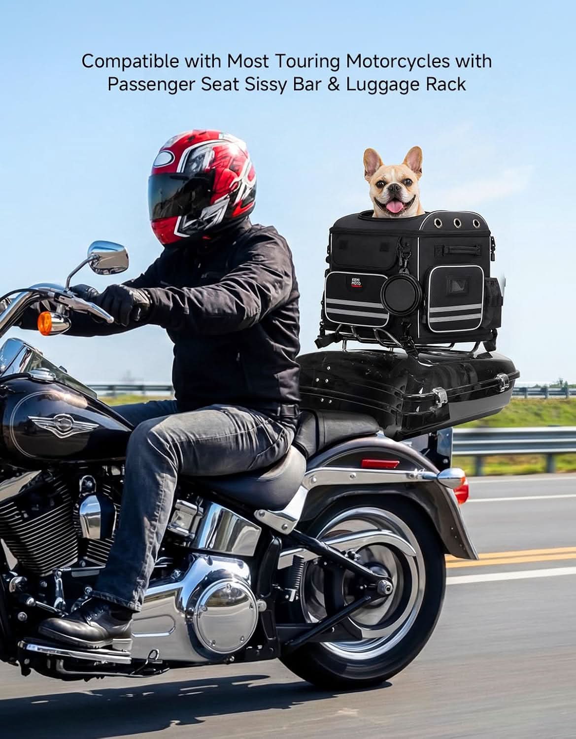 Kemimoto trasportino moto cani medi 12 kg con ciotole