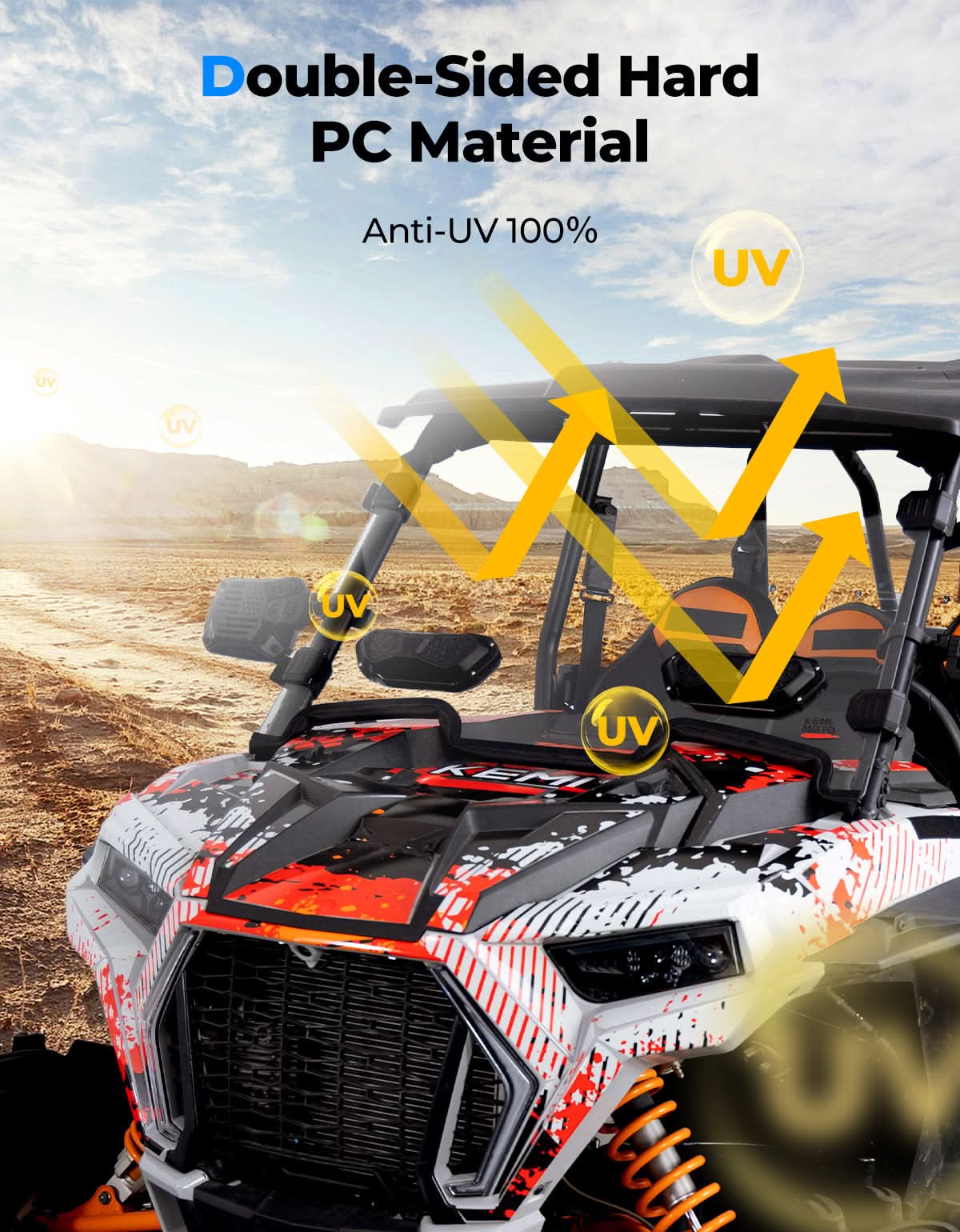 Kemimoto RZR XP 1000 parabrezza ventilato policarbonato