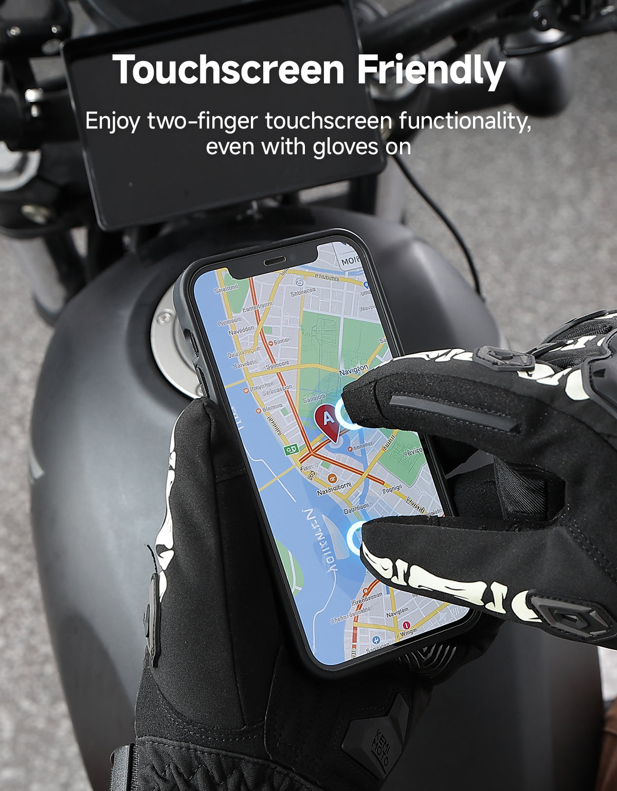 KEMIMOTO guanti moto invernali touchscreen beige antipioggia