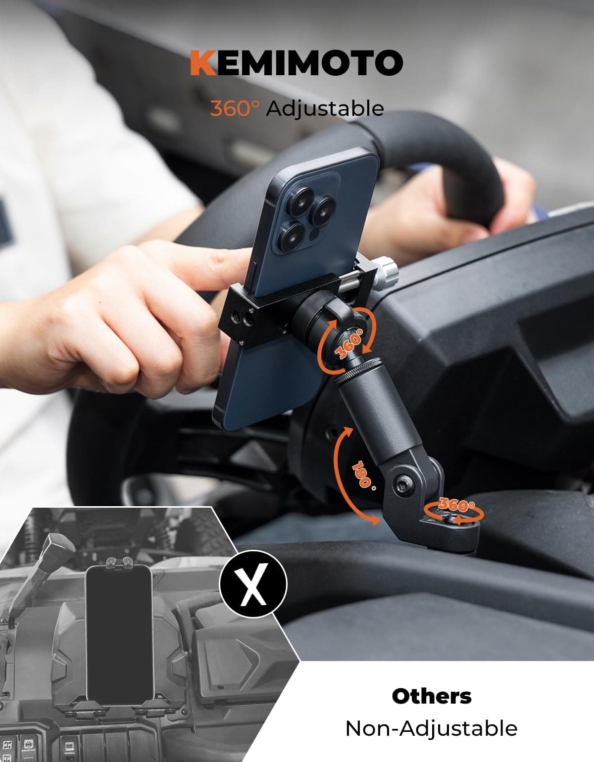 KEMIMOTO Maverick X3 Supporto Telefono CNC 360° Alluminio