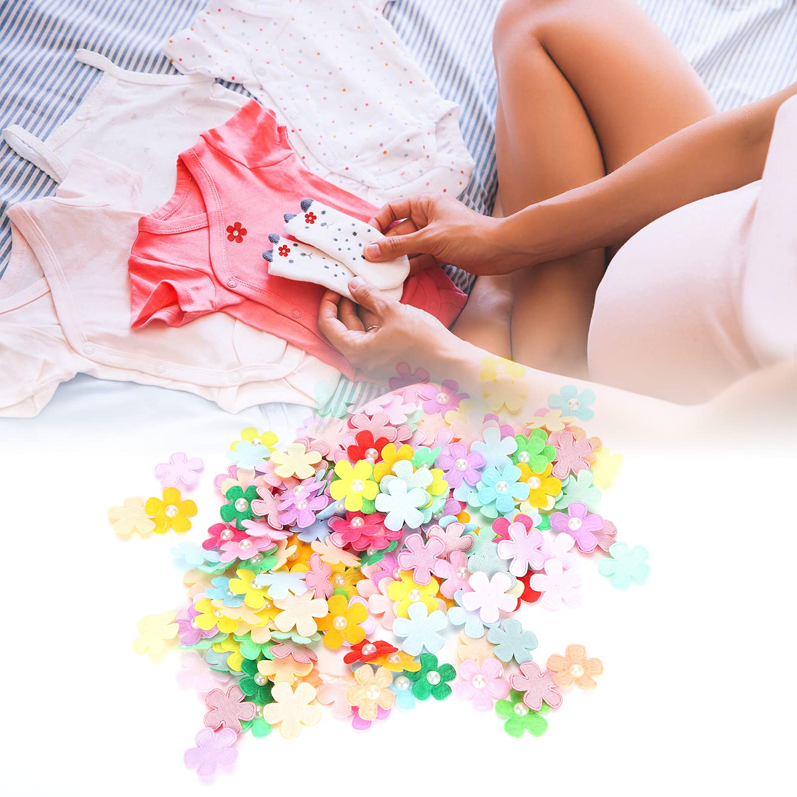 Hapivida Fiori in Tessuto per Fai da Te 200 Pezzi 10 Colori