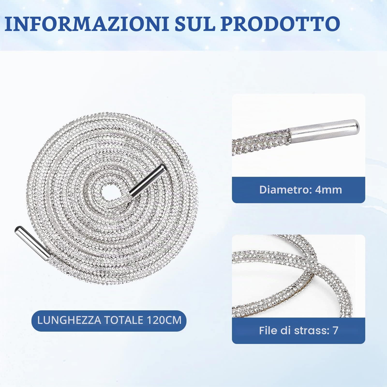 Hapivida Lacci Strass 120 cm Scarpe 1 Pezzo Vetro