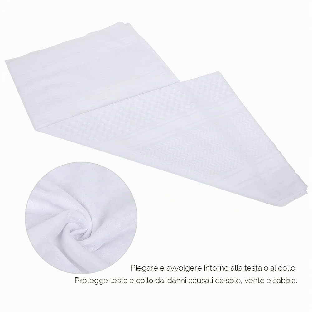 Hapivida Foulard Arabo keffiyeh bianco 140 cm con fascia
