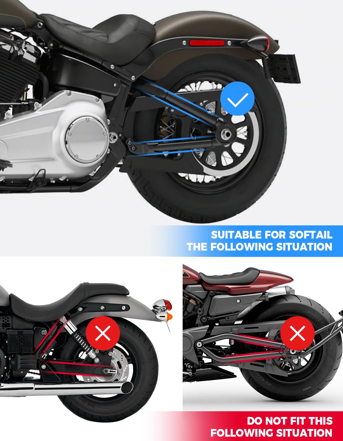 KEMIMOTO borsa forcellone moto sinistra 6L Softail Sportster S