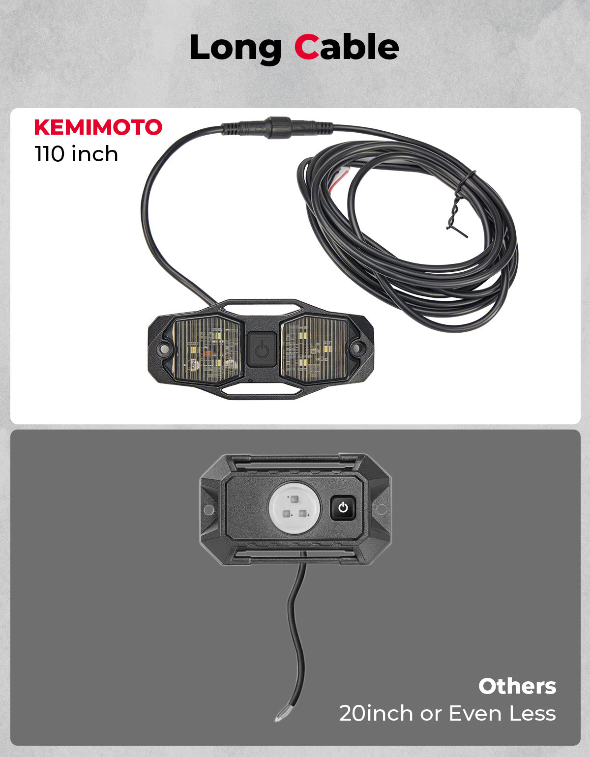 Kemimoto UTV plafoniera LED alluminio ricaricabile 1,5-2"