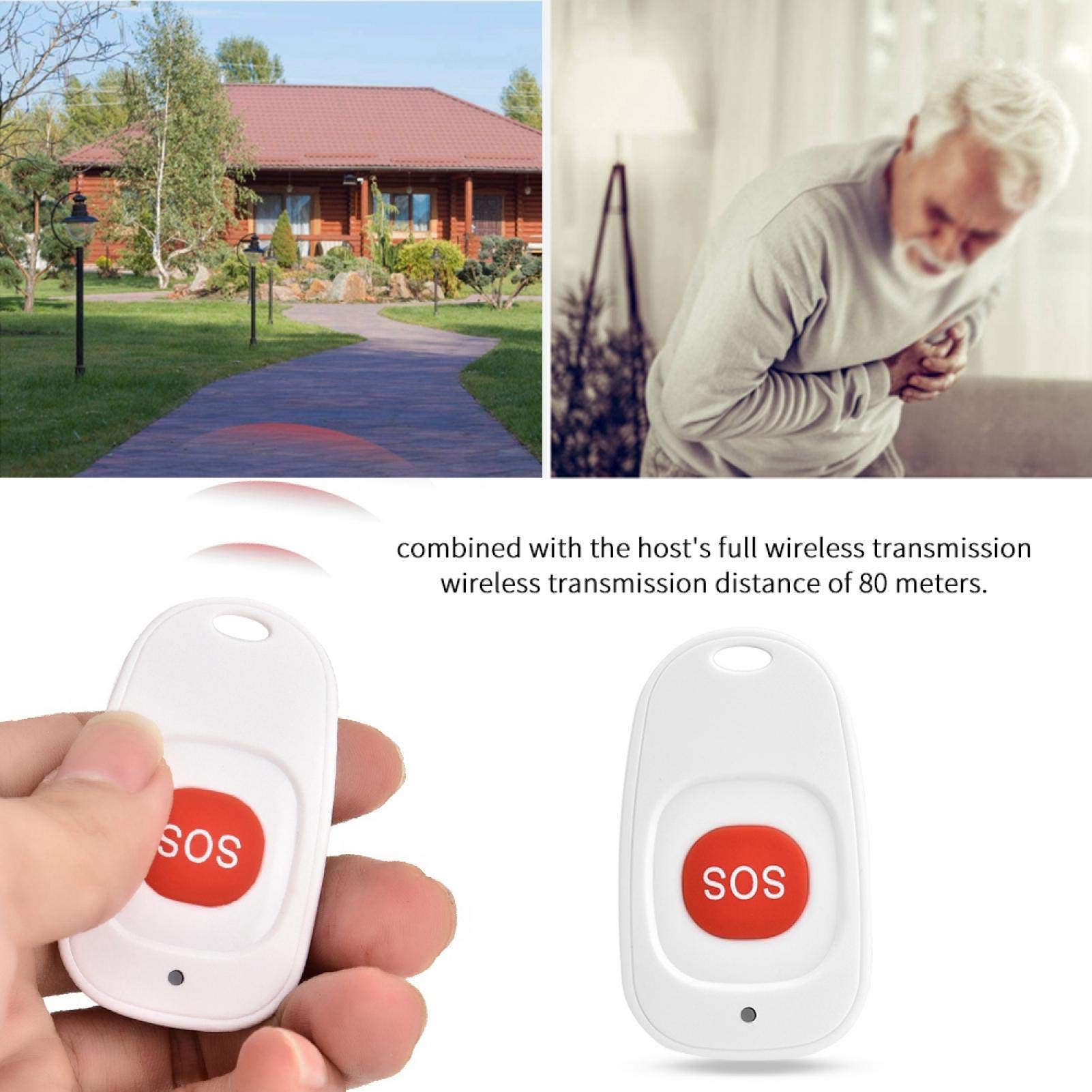 Kuuleyn Pulsante SOS Wireless 433 MHz Anziani Bianco