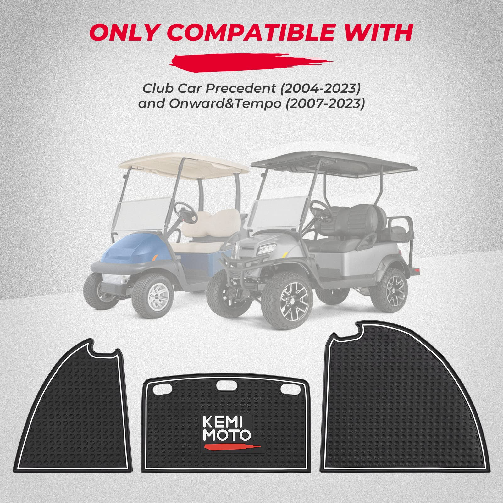 KEMIMOTO Club Car Tappetini Cruscotto Golf Cart 3 Pezzi Antiscivolo