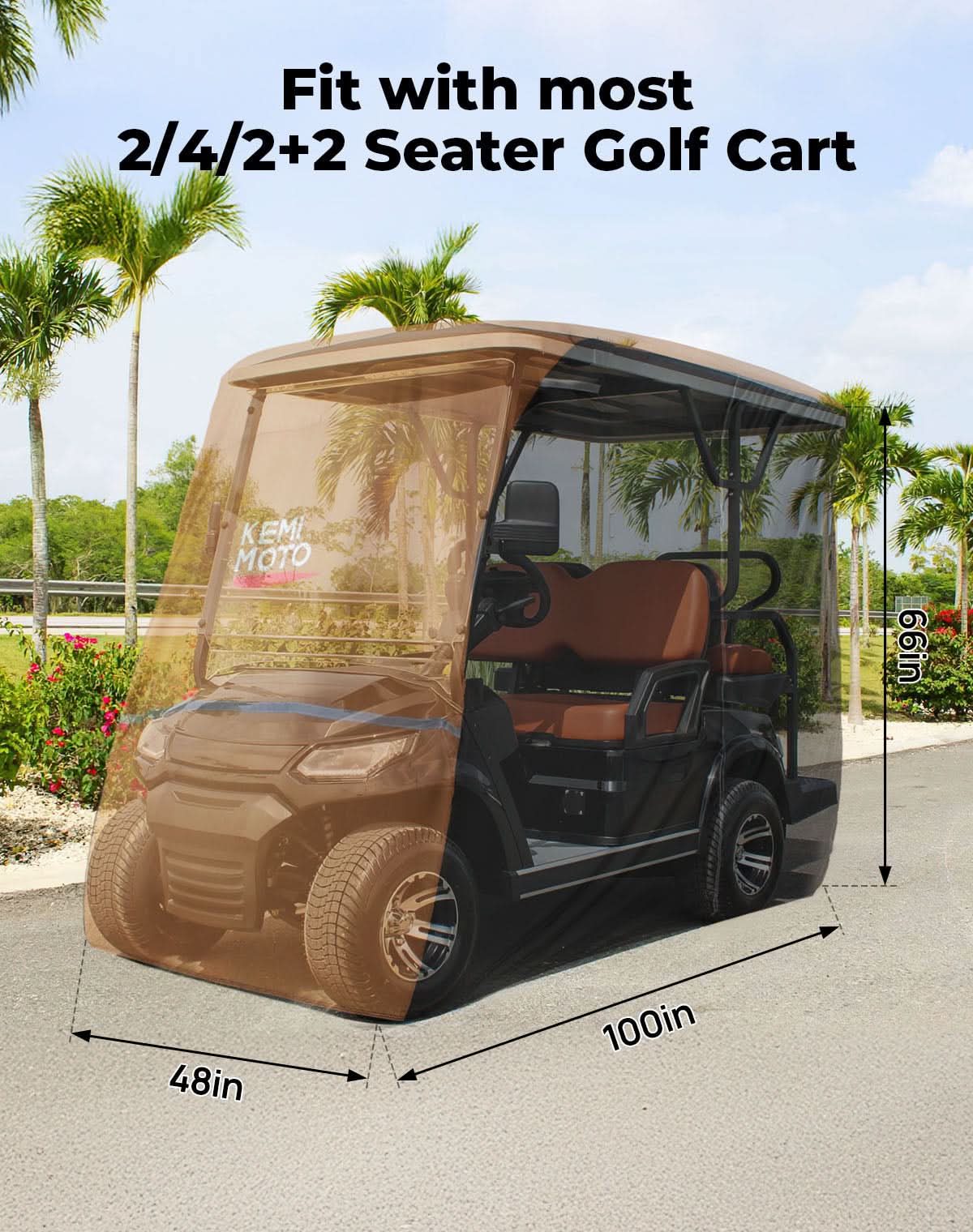 KEMIMOTO Telo Golf Cart 2-4 Posti 600D Impermeabile con Borsa