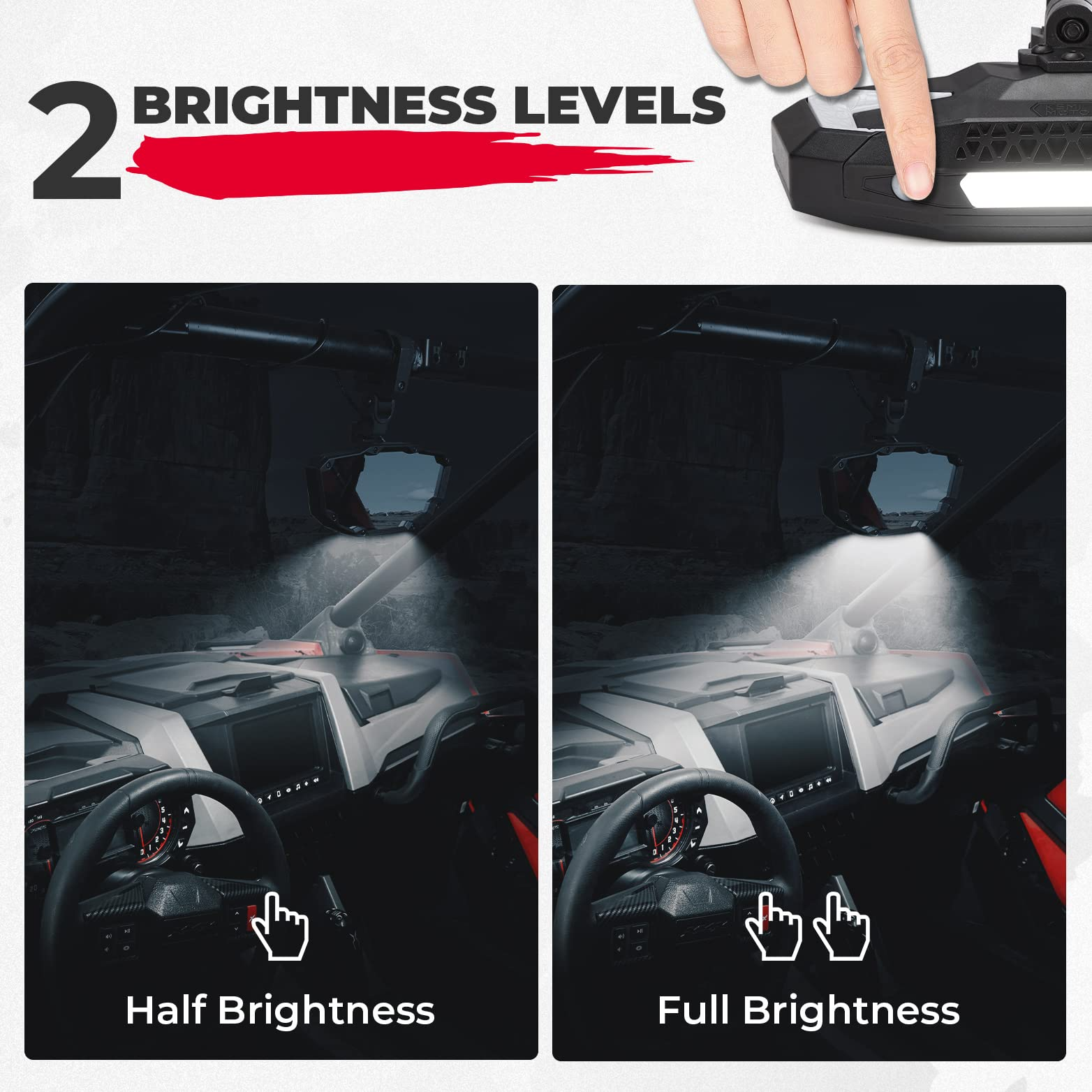 KEMIMOTO Specchietto retrovisore centrale UTV con luce LED