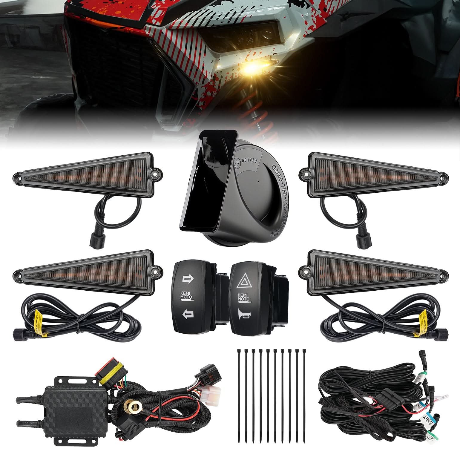 Kemimoto UTV kit frecce con clacson 110dB ambra
