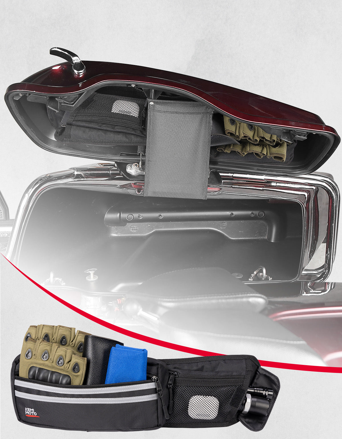 Kemimoto Touring organizer borse laterali 2 pezzi 3 tasche