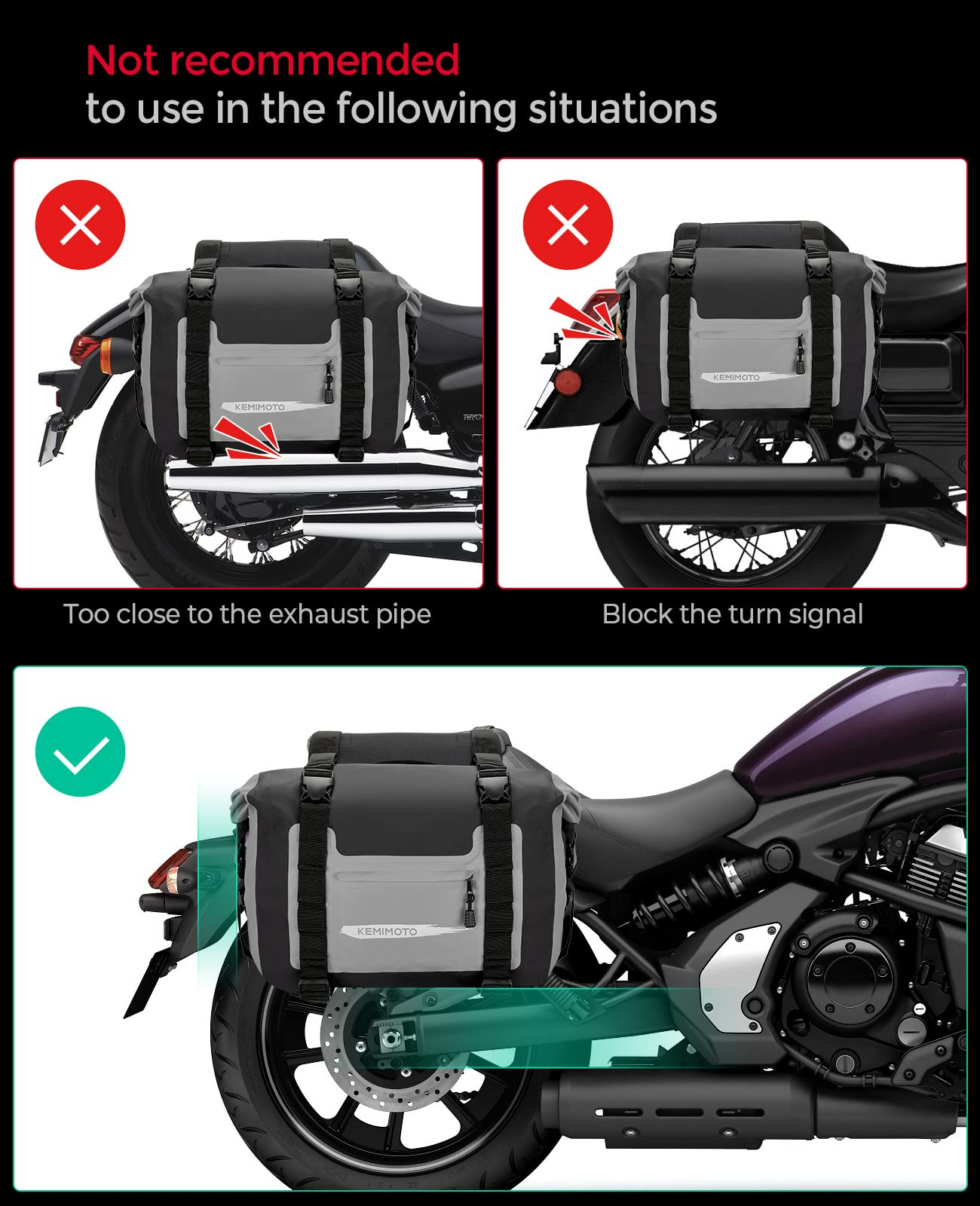 KEMIMOTO Borse Laterali Moto Impermeabili 50L 25Lx2