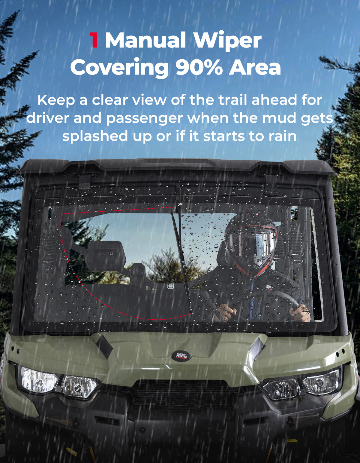 Kemimoto Defender parabrezza vetro con tergicristallo manuale