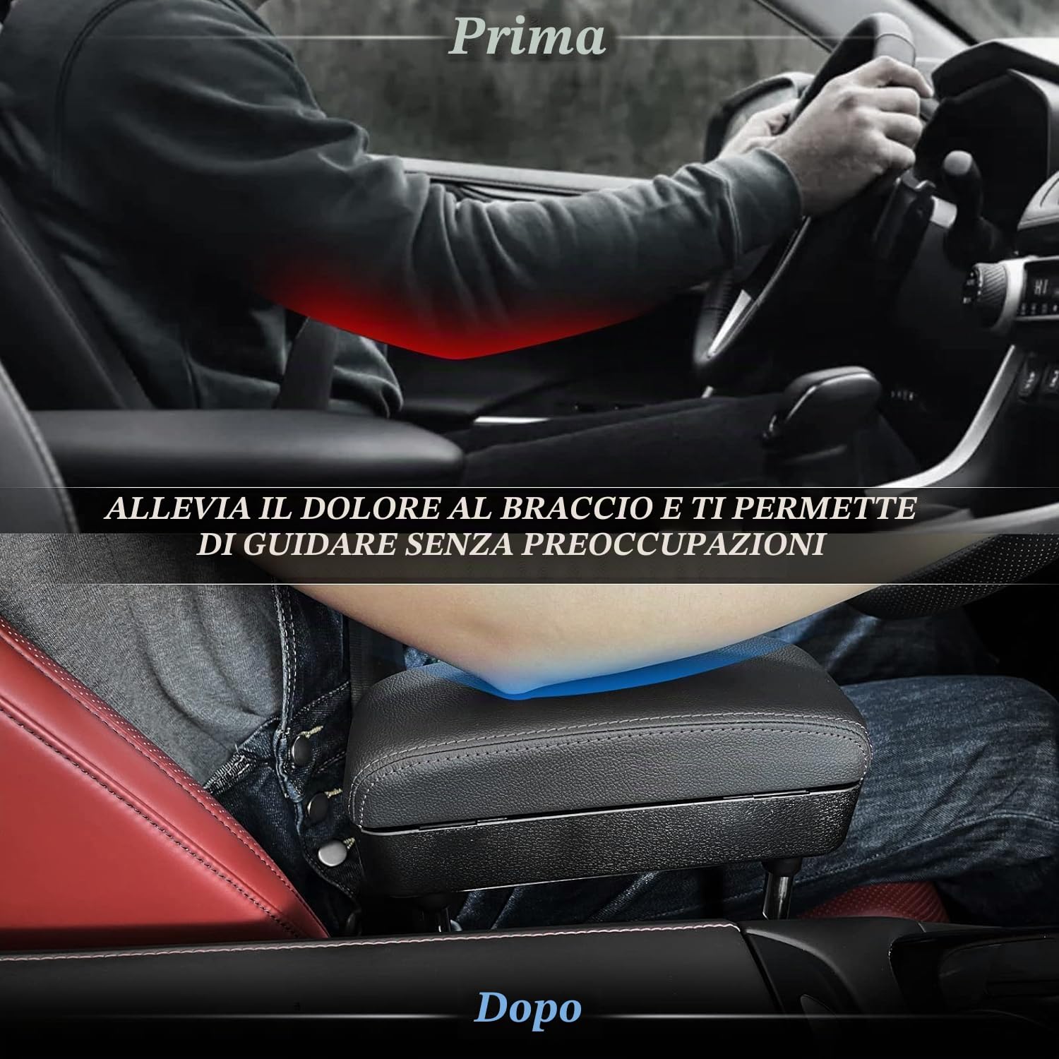 Kuuleyn bracciolo auto universale nero con USB